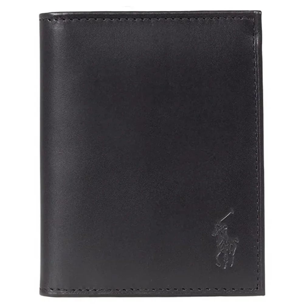 Polo Ralph Lauren Burnished Leather Billfold Wallet Black